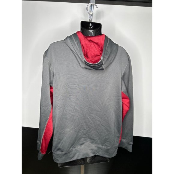 Large Nike Therma Fit Gray Maroon Red Sweatshirt Hoodie Top - Picture 4 of 6